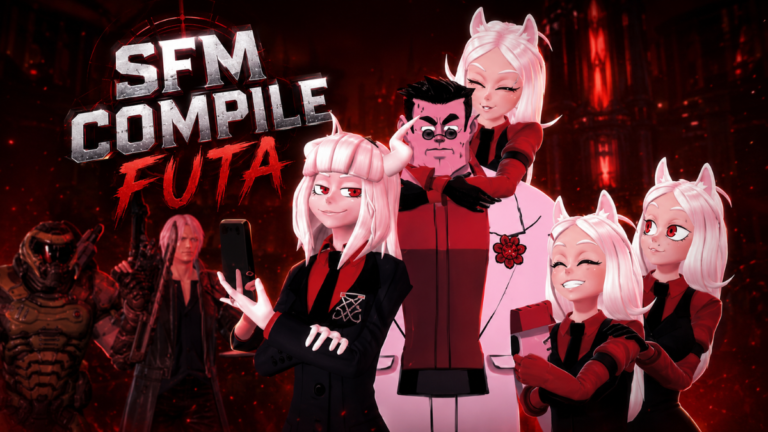 How to Master the SFM Compile Futa Workflow for High-Quality Custom Models SFM compile futa characters in a high-quality cinematic 3D render with dark red lighting and detailed Source Filmmaker-style models.